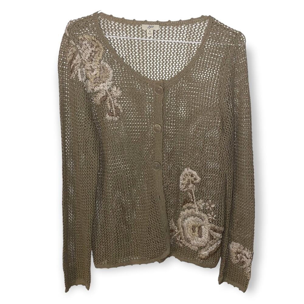 J. Jill Waffle Weave Cardigan Sz M EUC
